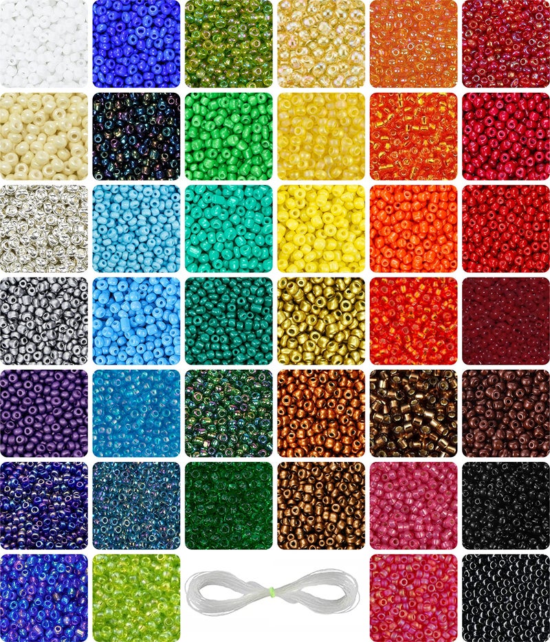INDIKONB 40 Colors 3 mm Seed Beads Jewellery Making Material - Includes Small Multicolor Seed Beads | Art and Craft (3 mm - 8/0, 40 Colours) | OTSR 40 M | - Image 1