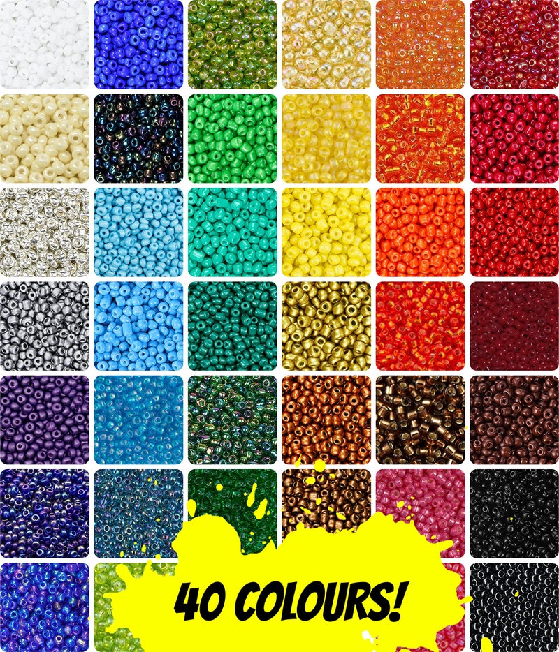 INDIKONB 40 Colors 3 mm Seed Beads Jewellery Making Material - Includes Small Multicolor Seed Beads | Art and Craft (3 mm - 8/0, 40 Colours) | OTSR 40 M | - Image 5