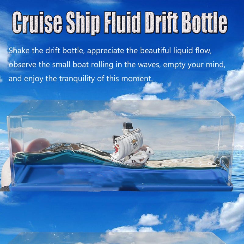ROSSOM Unsinkable Going Merry Pirate Ship Boat in a Box, Non Sinking Cruise Ship Fluid Drift Bottle Decorations Desk Decor Display Gifts for Anime Fans - Image 4