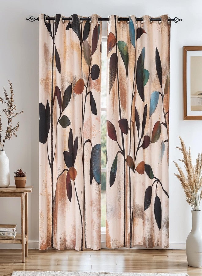 SUBRTEX Blackout Curtains 52Wx84L, Room Darkening Floral Curtains, Thermal Insulated 2 Panels Window Drapes, Boho Farmhouse Curtains for Living Room Bedroom Window Treatments, Brown - Image 1