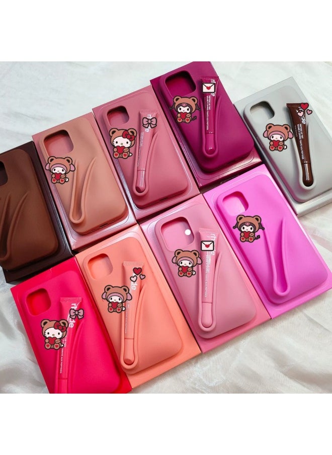 Generic - Rhodee Lipstick Lip Gloss IPhone16promax Phone Case For Apple 15pro Silicone 14 Color Box Packaging-Color:Rose Red (with Original Packaging) + Lipstick-Applicable Models:iphone16pro - Image 1