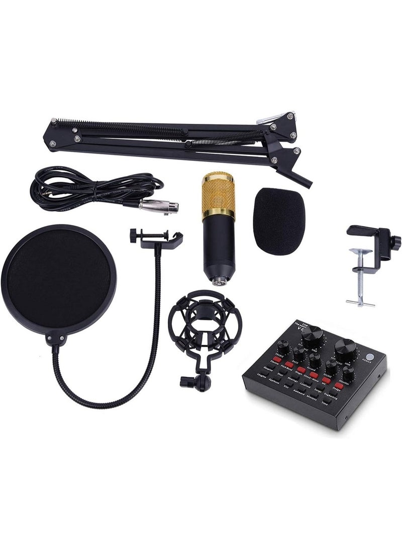 SUKILO Condenser Microphone Bundle with USB Live Sound Card, Professional Cardioid Studio Microphone, Adjustable Suspension Scissor Arm Stand, Pop Filter & Shock Mount for Recording & Streaming - Image 1