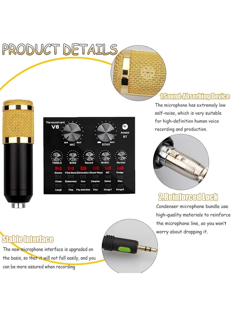 SUKILO Condenser Microphone Bundle with USB Live Sound Card, Professional Cardioid Studio Microphone, Adjustable Suspension Scissor Arm Stand, Pop Filter & Shock Mount for Recording & Streaming - Image 2