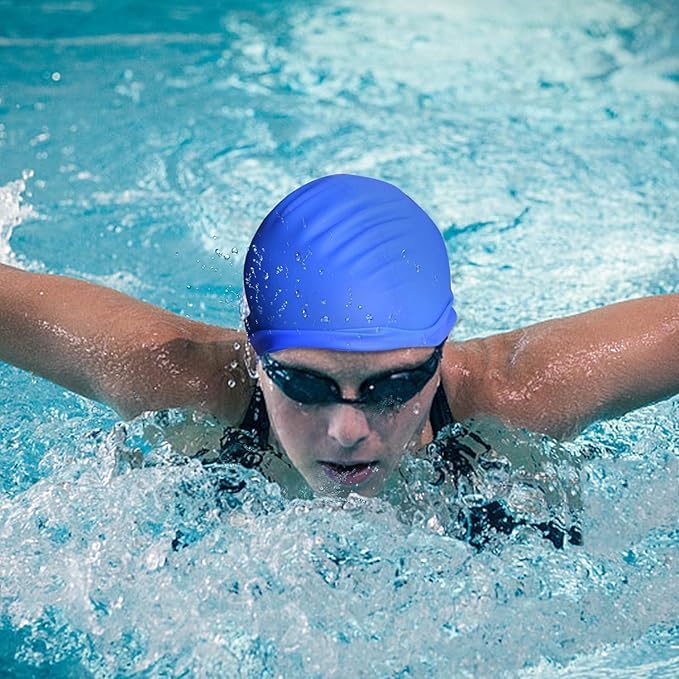 ZOTO Premium Silicone Swimming Cap - Blue - Image 5