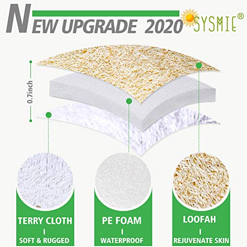 Sysmie 3 Packs Exfoliating Loofah Sponge Pads,Large 5”x 7”-100% Natural Luffa and Terry Cloth Materials,Premium Loofa Sponge Scrubber Body Glove Close Skin for Men and Women,Perfect for Bath Spa and Shower - Image 5