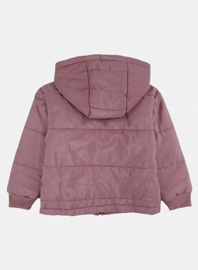 اوركيدز جاكيت مقاوم للماء للبنات مع قبعة – وردي باهت - Image 2