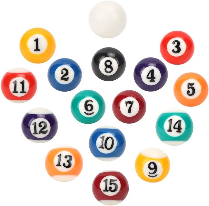 klarako Billiard Pool Ball Set, 16PCS Resin Mini 2.5cm/0.98in Children Billiard Ball Toy Pool Table Accesssory, Billiards Ball Complete 16 Ball Set for Game Room Bar Sports Recreation Game Recreational Sport - Image 1