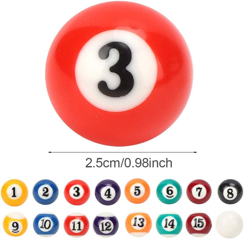 klarako Billiard Pool Ball Set, 16PCS Resin Mini 2.5cm/0.98in Children Billiard Ball Toy Pool Table Accesssory, Billiards Ball Complete 16 Ball Set for Game Room Bar Sports Recreation Game Recreational Sport - Image 5
