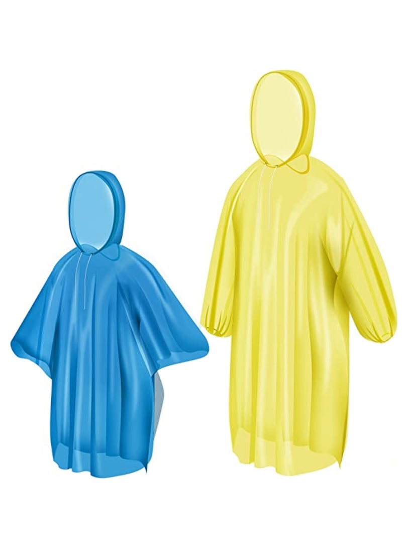 Generic - 5 Pcs Rain Coats for Adults and Kids Disposable or Reusable, Thickened Transparent Light  Hooded Rain Ponchos with Drawstring Elastic Cuff Sleeves for Family Fishing Travel (3 Pcs Adults，2 Pcs Kids) - Image 1
