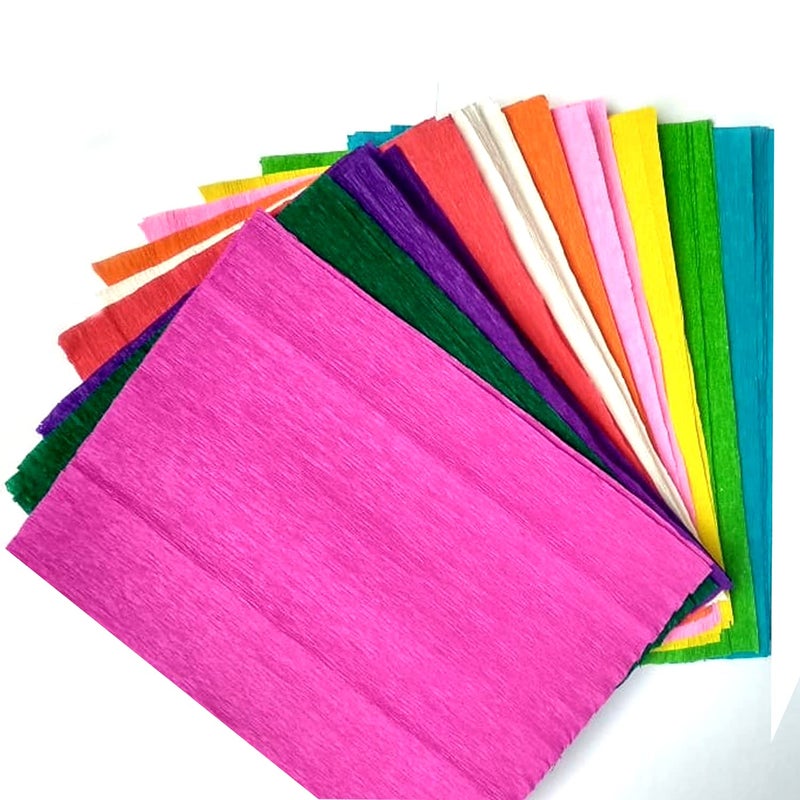 Artzone 50 Sheet of Normal Crepe Paper for DIY Flower Making 25x19 CM |10 Color Crepe Paper 5 Each Colour, Total 50 Sheet - Image 1