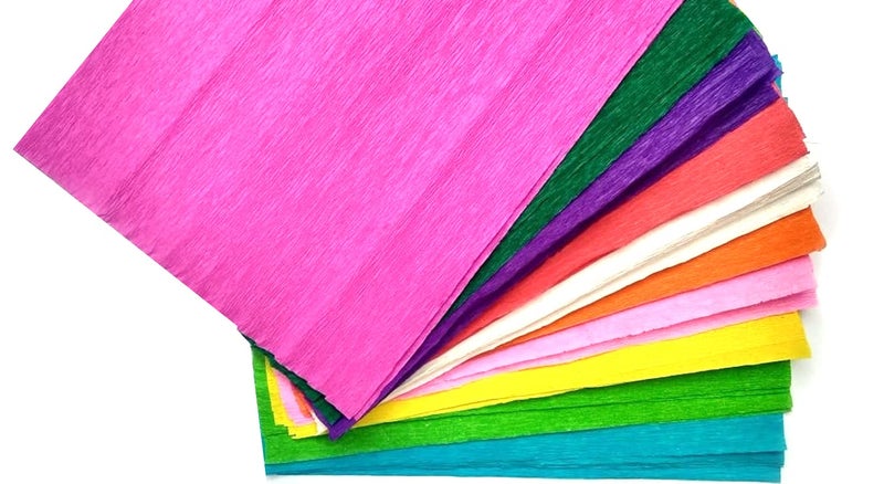 Artzone 50 Sheet of Normal Crepe Paper for DIY Flower Making 25x19 CM |10 Color Crepe Paper 5 Each Colour, Total 50 Sheet - Image 2