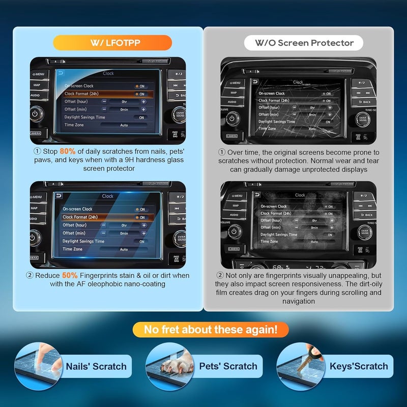 LFOTPP Glass Screen Protector for Nissan Maxima, Murano, Kicks, and Versa (2016-2025) - Image 2