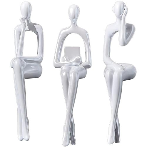 XINXUAN White Statue Home Decor - Modern Bookshelf & Desk Decor - 3 Piece Set - Image 1