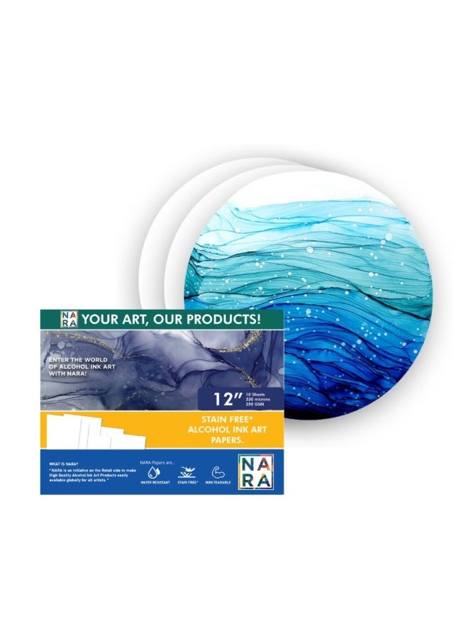 Paper Paper Ink Paper For Ink Painting 12 Diameter Circle 330 Microns 250 Gsm Medium Paper 10 Sheets 100Percent Stain Free White - Image 1