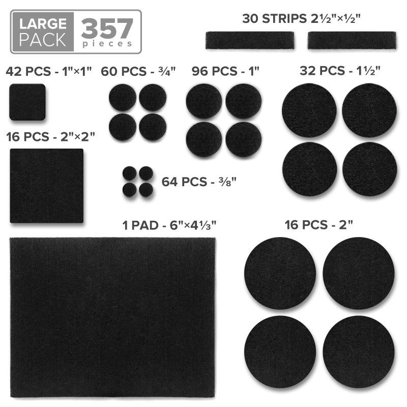 X-Protector 357 Pcs Black Felt Furniture Pads - Huge Quantity of Anti-Scratch, Heavy Duty Floor Protectors for Hardwood, Tile, Laminate - Suitable for Chairs, Tables, Sofa, Bed, Cabinet, Ottoman - Image 5