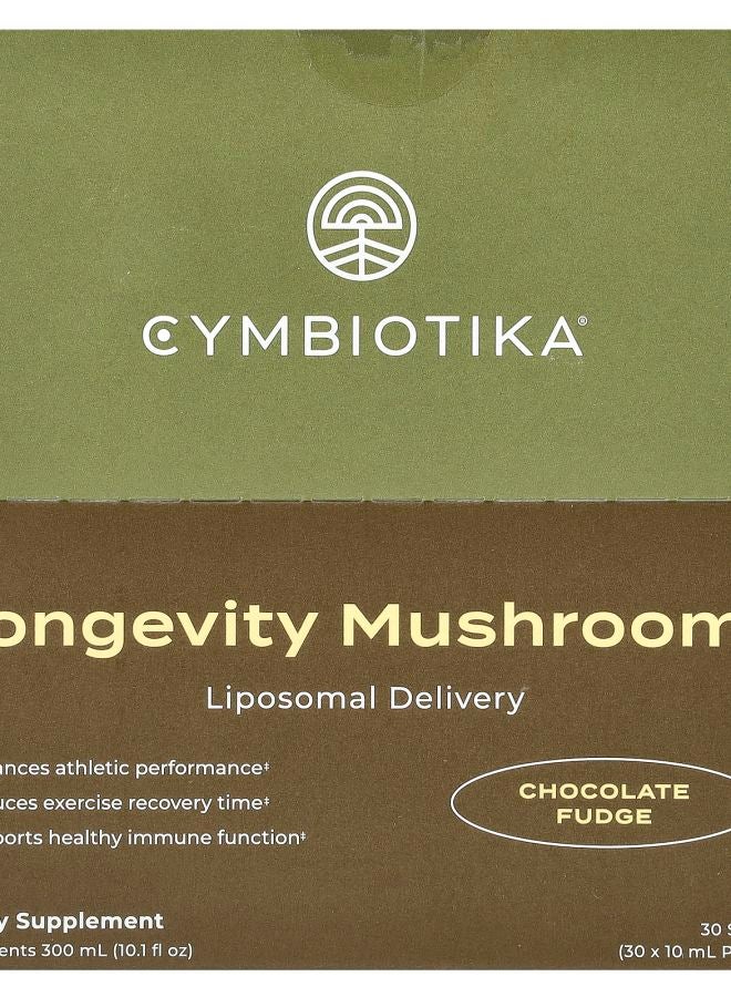 Cymbiotika Longevity Mushrooms Liposomal Delivery Chocolate Fudge 30 Pouches 10 ml Each