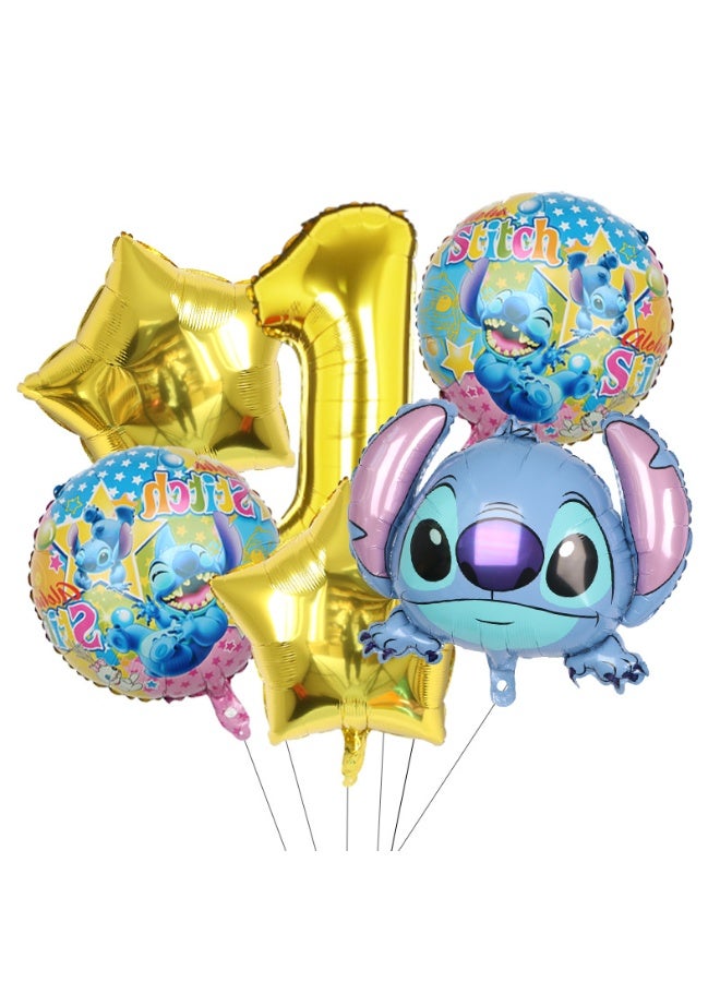 STITCH 6-piece set of Stitch-themed birthday party decorations for 1 year old