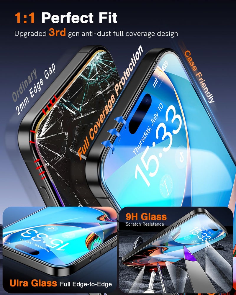 ال كي LK 2 Pack لهاتف iPhone 16 واقي شاشة من الزجاج المقسى - Image 5