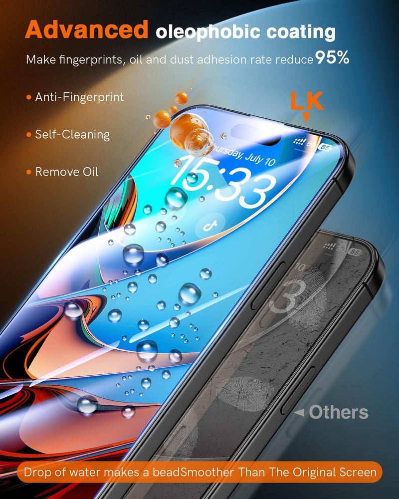 ال كي LK 2 Pack لهاتف iPhone 16 واقي شاشة من الزجاج المقسى - Image 4
