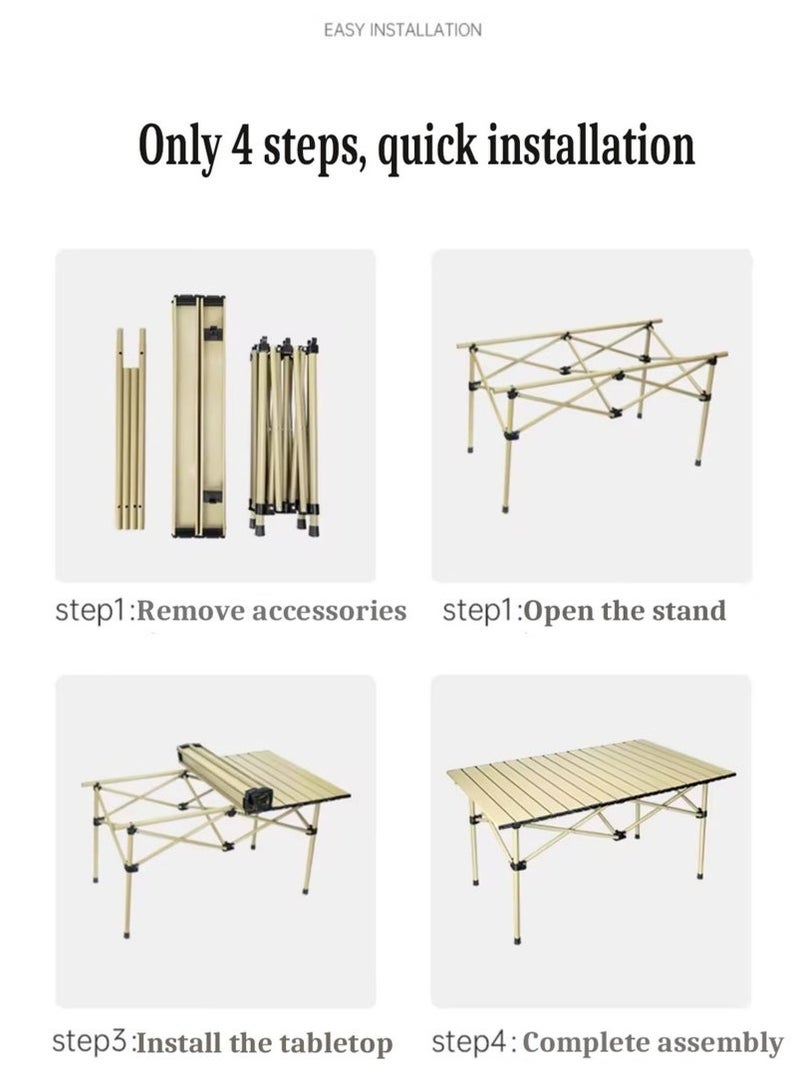 Mereza Foldable Camping Table, Outdoor Folding Table, Portable Family Outing Camping Picnic Table - Black Long Table (120*55*50cm) - Image 3