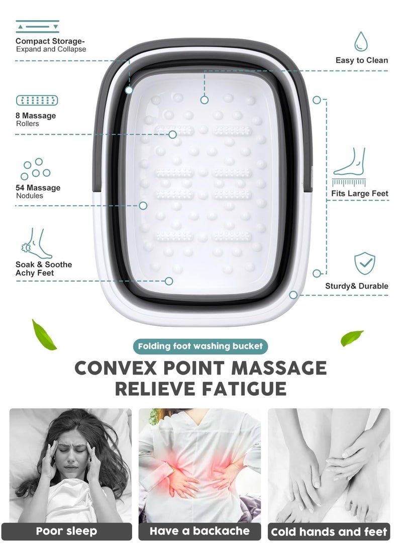 Bukela Collapsible Foot Bath Soak Tub with Handle, Portable Feet Spa Soaking Bowl Basin Bucket with Massage Acupoint for Washing Soaking Feet,Collapsible Foot Soaking Bath Basin with Foot Massagers - Image 3