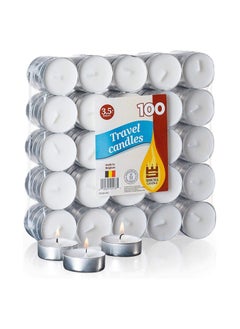 Unscented Tea Lights Candles, 100 Pack, 3.5 Hour Long Burn Time, Smokeless and Dripless White Tealight Candles, Small Tea Candles for Home, Travel, Weddings, Shabbat