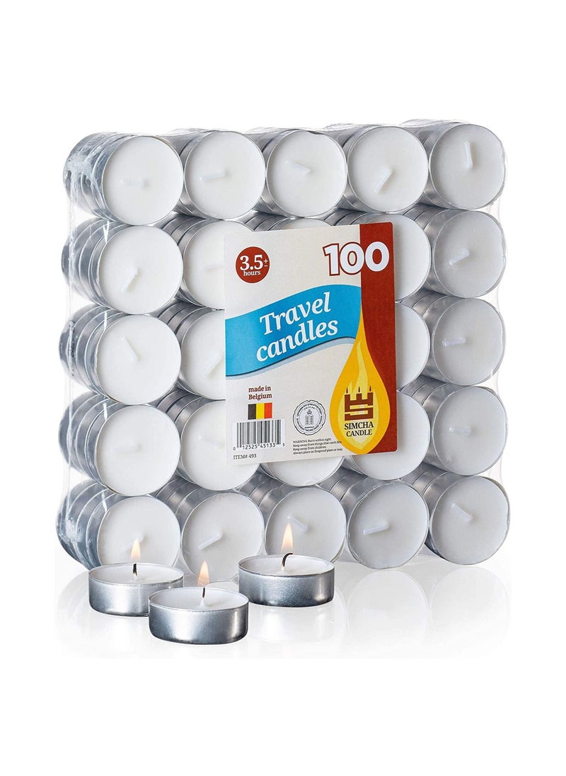 Generic - Unscented Tea Lights Candles, 100 Pack, 3.5 Hour Long Burn Time, Smokeless and Dripless White Tealight Candles, Small Tea Candles for Home, Travel, Weddings, Shabbat - Image 1