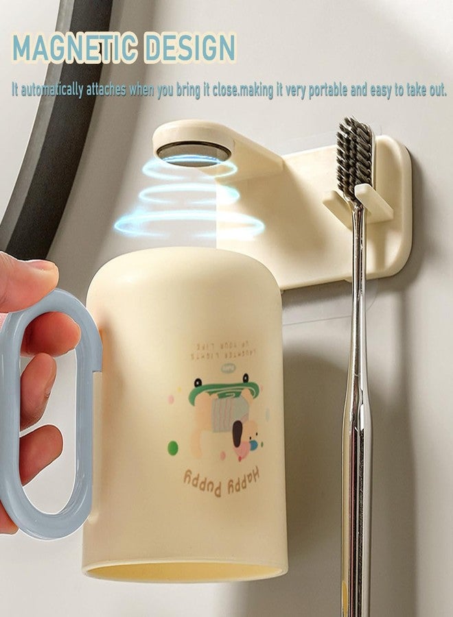 Buyscoolee Magnetic Toothbrush Holder with Cup - Wall Mounted No Drilling Toothbrush Holder for Bathroom - Ventilated Reverse Hanging Design - Space Saving Bathroom Organizer for Vanity, Shower, RV (Blue) - Image 3