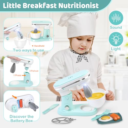 Shemira Play Kitchen Accessories, Play Kitchen Appliances Toy Set with Coffee Maker, Blender, Mixer, Toaster, Kids Kitchen Playset, Toys for 3 4 5 6 7 8 Year Old Girls, Birthday Gifts for Girls - Image 4