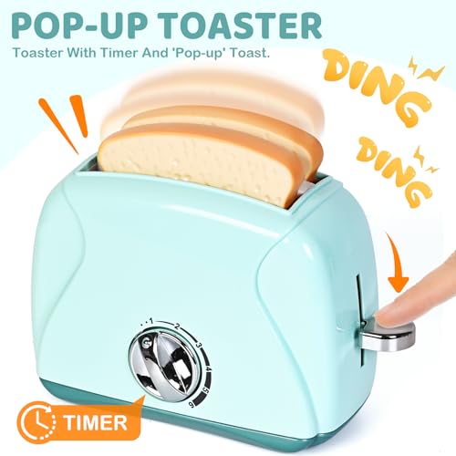 Shemira Play Kitchen Accessories, Play Kitchen Appliances Toy Set with Coffee Maker, Blender, Mixer, Toaster, Kids Kitchen Playset, Toys for 3 4 5 6 7 8 Year Old Girls, Birthday Gifts for Girls - Image 3