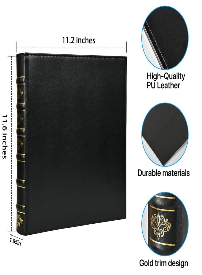 LETVPVOW Vintage Hardback 3 Ring Binder 1 Inch, Professional Leather Binder 3 Ring, Three Ring Binders Fits 8.5" x 11", D Ring Binders for Photo Album, Home, School and Office Supplies- Black - Image 2