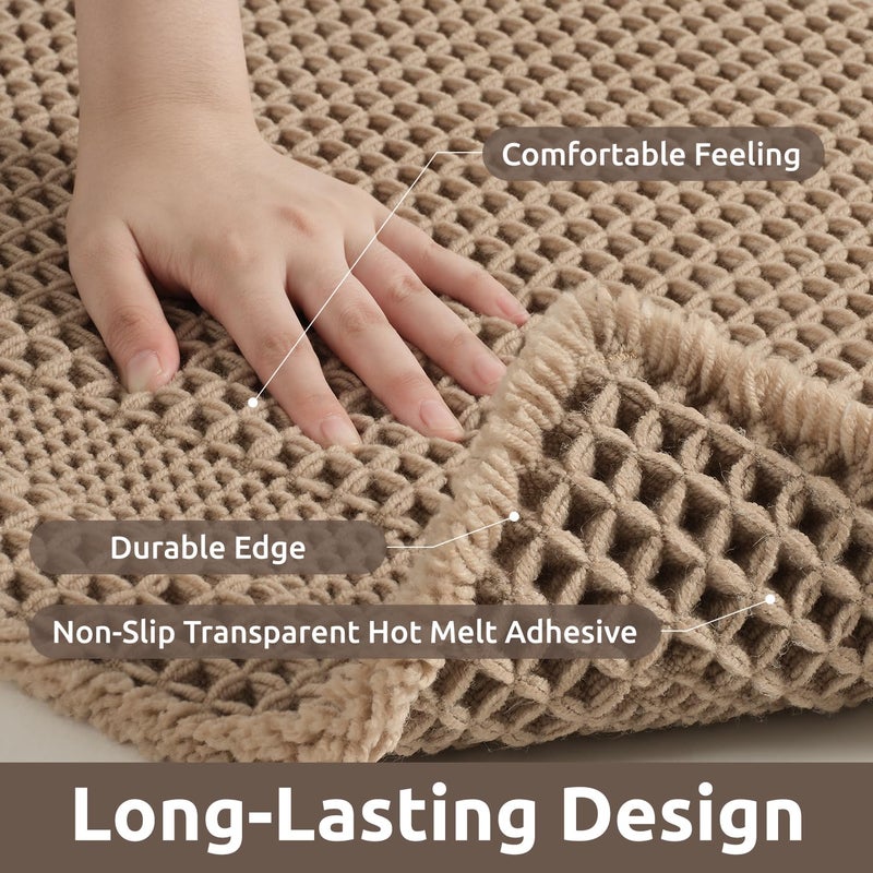 AMOAMI الحصير حمام حمام اموامي الحمام الحمام غير القابل للانزلاق سجاد الحمام مع شرابات البوهو ناعمة فائقة السجاد لحمام الحمام 2'x6 '(24 "" x72 ") beige - Image 2