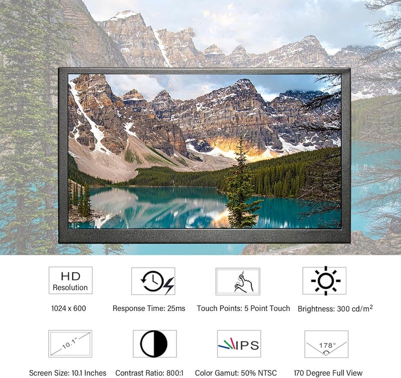 Dpofirs 10.1 Inch Touchscreen Display, Aluminum Alloy Glass 1024x600 Display for Upgrade - Image 2