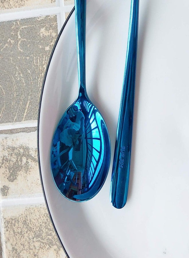 Ironx Soup Spoons 6-Pack 18/10 Stainless Steel Large and Heavy Duty Round Spoons Elegance Series 7 Inch Long 1.9 Ounces Weight by IRONX(blue soup spoons) - Image 3