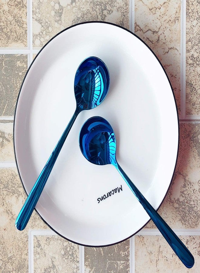 Ironx Soup Spoons 6-Pack 18/10 Stainless Steel Large and Heavy Duty Round Spoons Elegance Series 7 Inch Long 1.9 Ounces Weight by IRONX(blue soup spoons) - Image 4
