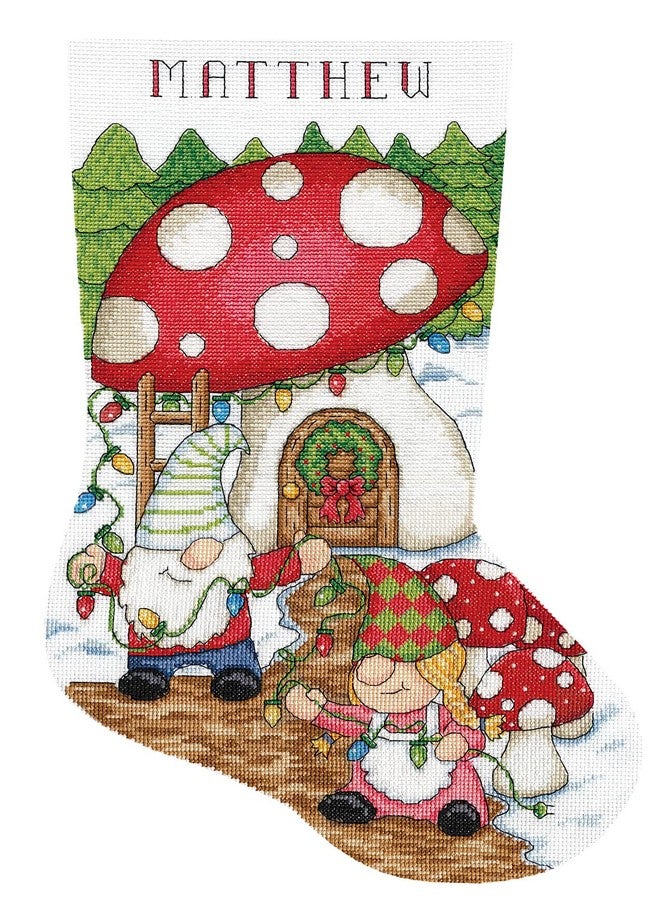 DesignWorks Ink Design Works Crafts Gnomes Counted Cross Stitch Stocking Kit, White, by The Yard - Image 1