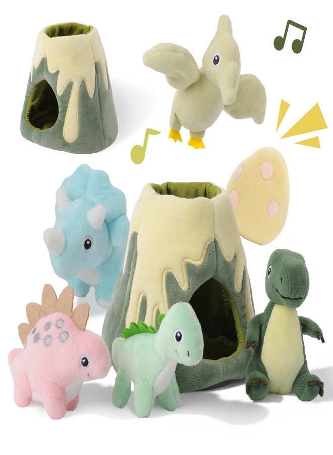 PIIKAGO Baby Toys 6-12 Months - My Little Volcano with 5 Stuffed Dinosaurs, Montessori Toy with Rattle, Crinkle, Squeaker, Sensory Toys for Toddlers 1-3, Early Development Christmas Birthday Gift - Image 1