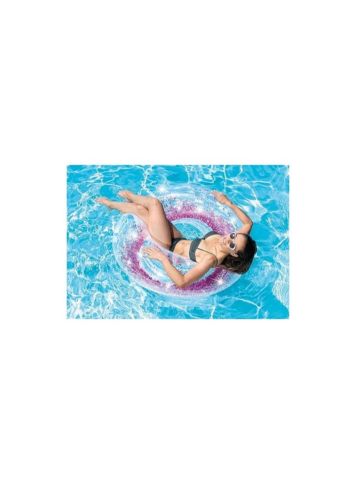 Intex Transparent Glitter Tube Inflatable Swimming Pool Float Raft Ring
