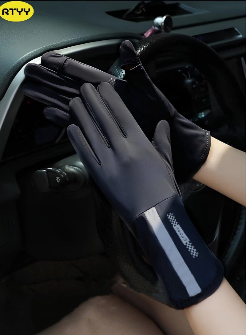 RTYY Women's ice silk gloves, Women drive gloves, summer sun protection and UV protection outdoor sports gloves, non-slip touch screen breathable Driver gloves - Image 2