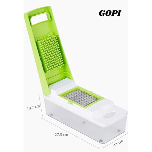 GOPI 14 in 1 Multipurpose Chopper, Fruits & Vegetable Cutters, Grater Peeler Chipser, Unbreakable Food Grade Body, Easy Push to Clean Button Slicer Dicer, Chopper for Kitchen (Green, Plastic) - Image 3