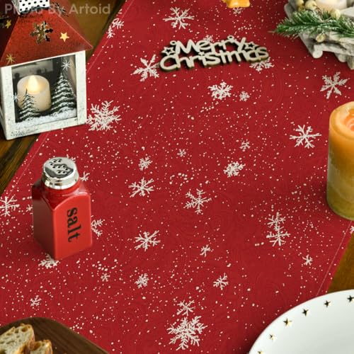 Artoid Mode Snowman Christmas Birds Trees Table Runner, Seasonal Winter Xmas Holiday Kitchen Dining Table Decoration for Indoor Outdoor Home Party Decor 13 x 72 Inch - Image 3