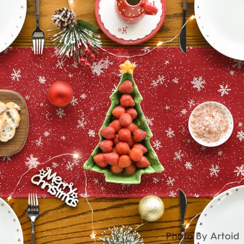 Artoid Mode Snowman Christmas Birds Trees Table Runner, Seasonal Winter Xmas Holiday Kitchen Dining Table Decoration for Indoor Outdoor Home Party Decor 13 x 72 Inch - Image 4