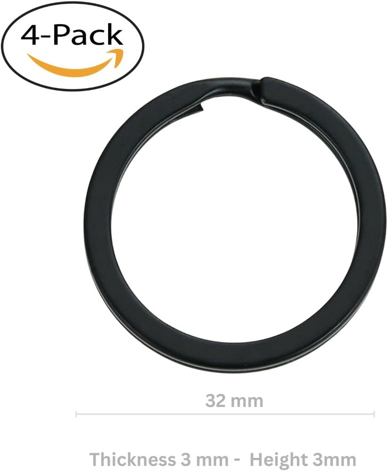 Tectonic 32mm Heavy Duty Key Rings - 4-Pack (Black) - Image 2