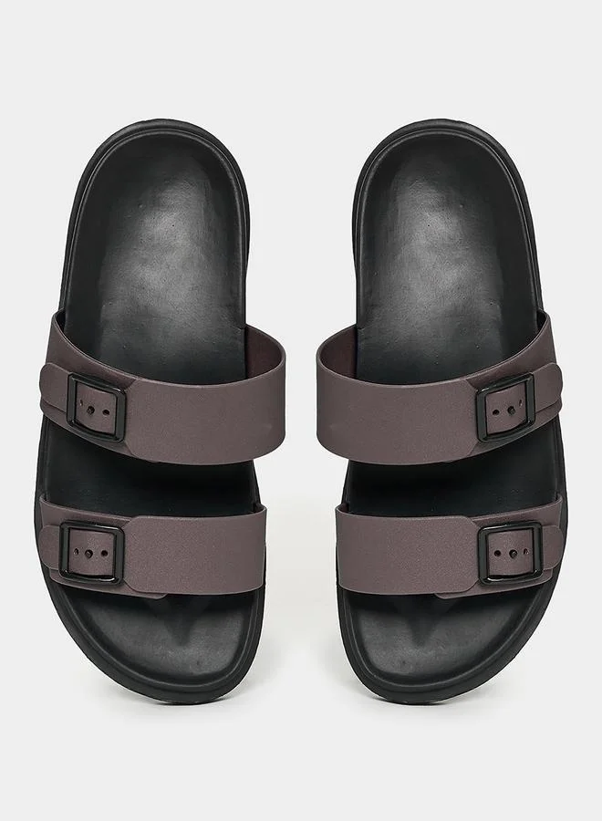 Styli Buckle Closure Dual Strap Casual Sandals