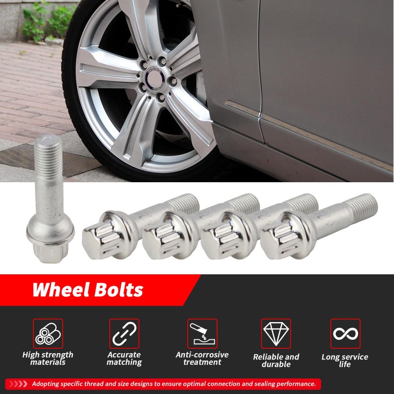 Bomunik Bomunik 5 Pcs Wheel Lug Nuts Bolt 14mm x 1.5 for Mercedes-Benz C E S G GLC GLE GLS S400 S500 GLS350 GLS400 GLS500 GLE320 GLE500 Replace# 0009905407 - Image 2