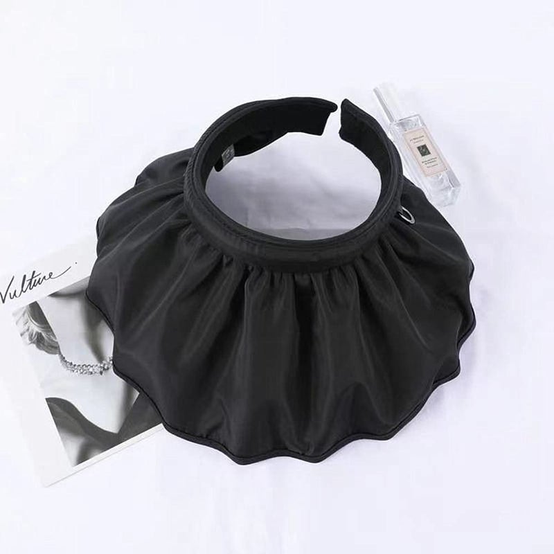 XYX Women's Sun Visor Foldable Sun Hat Wide Brim Summer UV Protection Beach Hat (A-Black) - Image 4