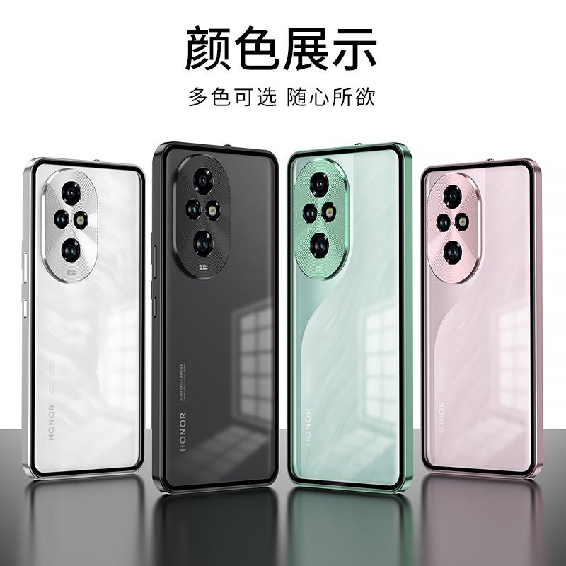 Cross-Border Applicable Honor 400Pro Metal Frame Snap Buckle Single-Sided Frosted Back Panel Mobile Phone Case Honor Power Goggles - Image 3