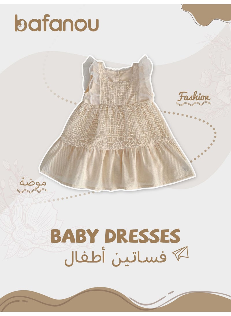 Bafanou Summer Baby Girls Dress Newborn party Clothes Fly Sleeve Lace Clothing  - Image 1