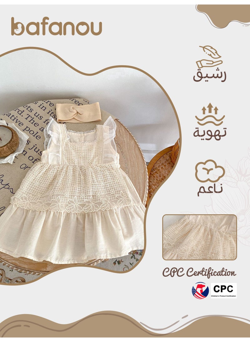 Bafanou Summer Baby Girls Dress Newborn party Clothes Fly Sleeve Lace Clothing  - Image 2