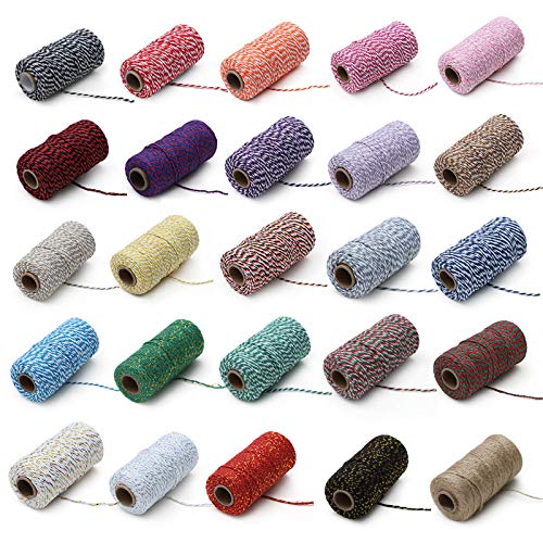 Eqarp 1 Roll 2mm 109 Yard Colourful Cotton Cord Bakers Twine DIY Crafts Gift Wrapping Christmas Wedding Home Decor String Rope (Grey+White) - Image 4